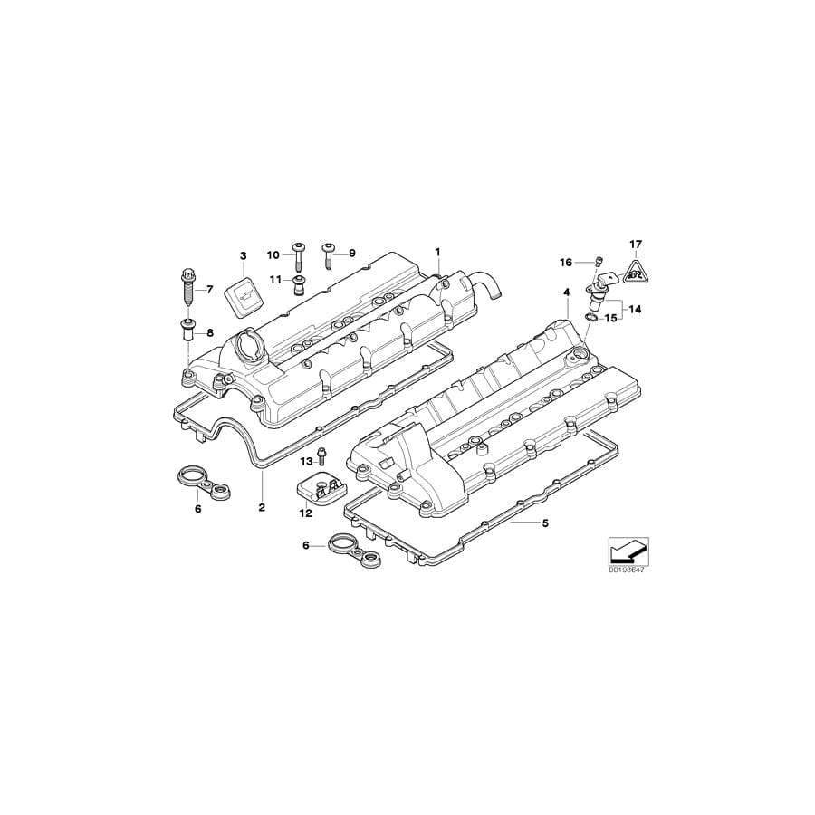 Genuine BMW 11122248372 E38 E65 Profile-Gasket Zyl. 5-8 (Inc. 740d)