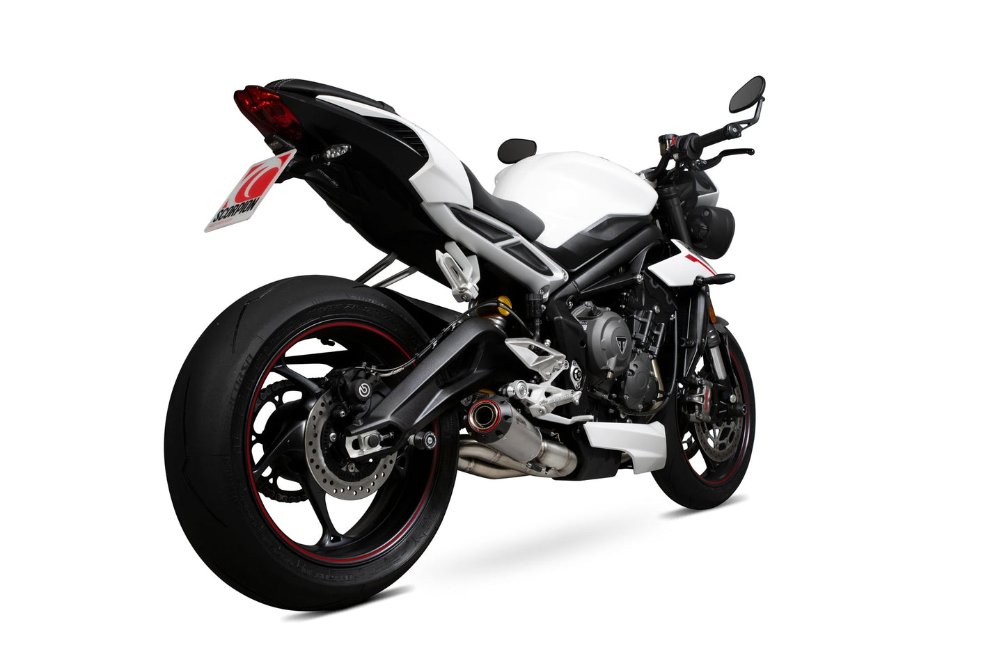 Scorpion PTR87TEO Triumph Street Triple 765 Red Power Slip-On - Titanium Sleeve | ML Performance UK UK