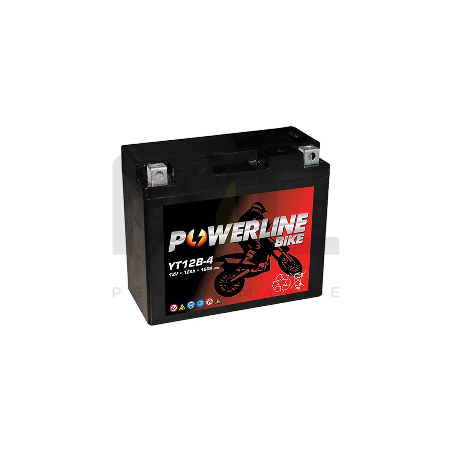 Powerline YT12B-4 Motorcycle Battery 12V 12Ah YT12B4