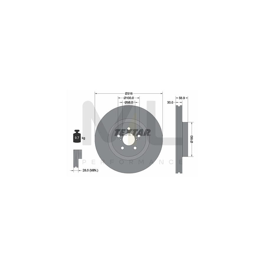 TEXTAR PRO 92236503 Brake Disc Internally Vented, Coated, without wheel hub, without wheel studs  - 1 piece