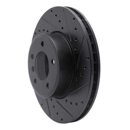 R1 Concepts R1 04-10 BMW 528I xDrive Front Right Drilled & Slotted Black Brake Rotor