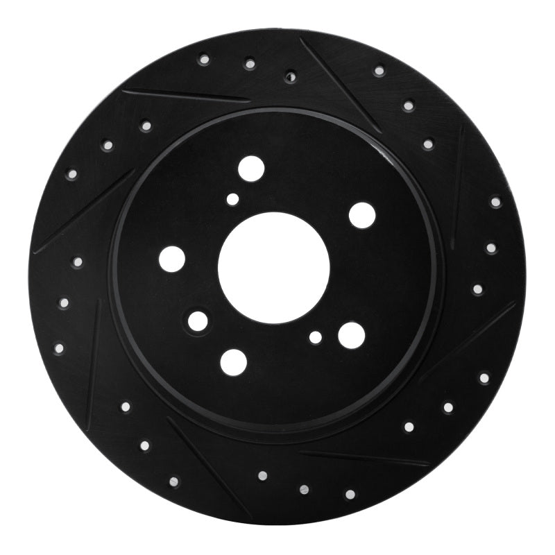 R1 Concepts R1 99-03 Lexus RX300 Rear Right Drilled & Slotted Black Brake Rotor