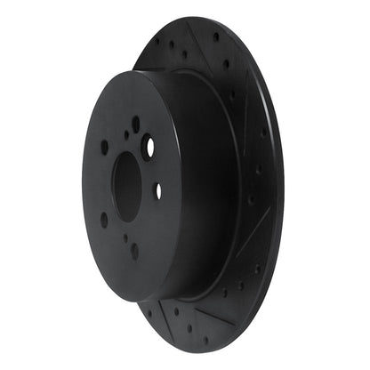 R1 Concepts R1 04-05 Toyota RAV4 Rear Right Drilled & Slotted Black Brake Rotor