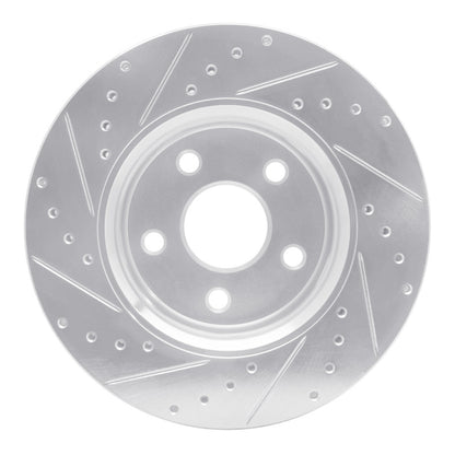 R1 Concepts R1 11-22 Dodge Durango Front Right Drilled & Slotted Silver Brake Rotor