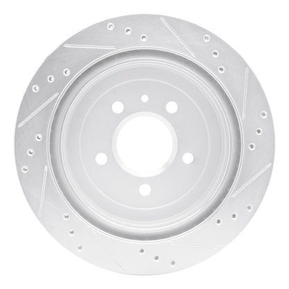R1 Concepts R1 13-19 Cadillac ATS Rear Left Drilled & Slotted Silver Brake Rotor