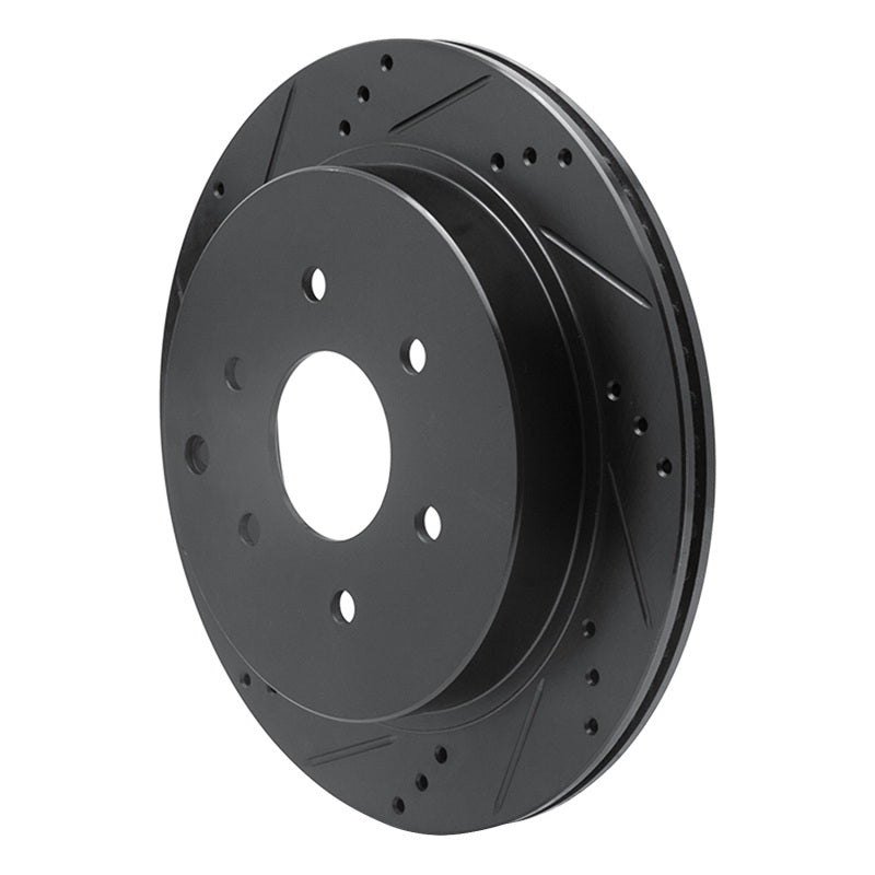 R1 Concepts R1 10-24 Infiniti QX56 Rear Left Drilled & Slotted Black Brake Rotor