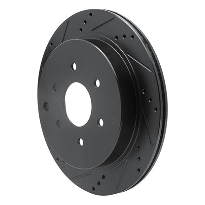 R1 Concepts R1 10-24 Infiniti QX56 Rear Left Drilled & Slotted Black Brake Rotor
