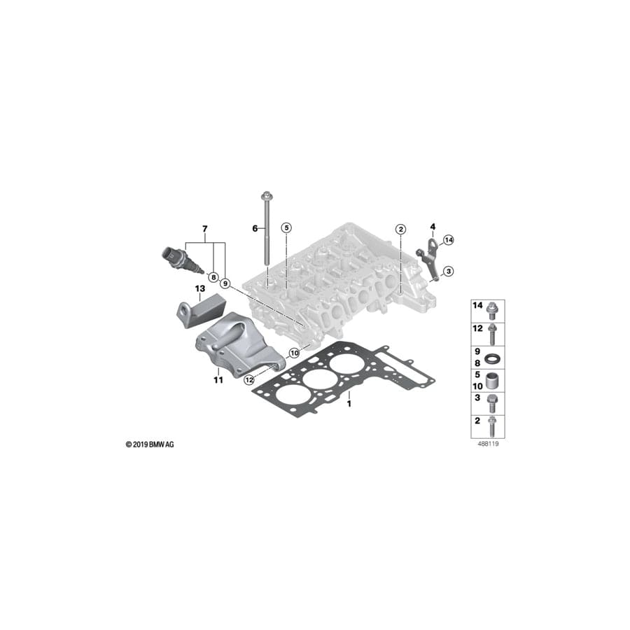 Genuine BMW 11128594565 F55 F39 Cylinder Head Gasket 3-LOCH (Inc. 216d, One D & X1 16d)