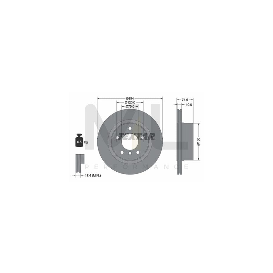 TEXTAR PRO 92146103 Brake Disc Externally Vented, Coated, without wheel hub, without wheel studs  - 1 piece