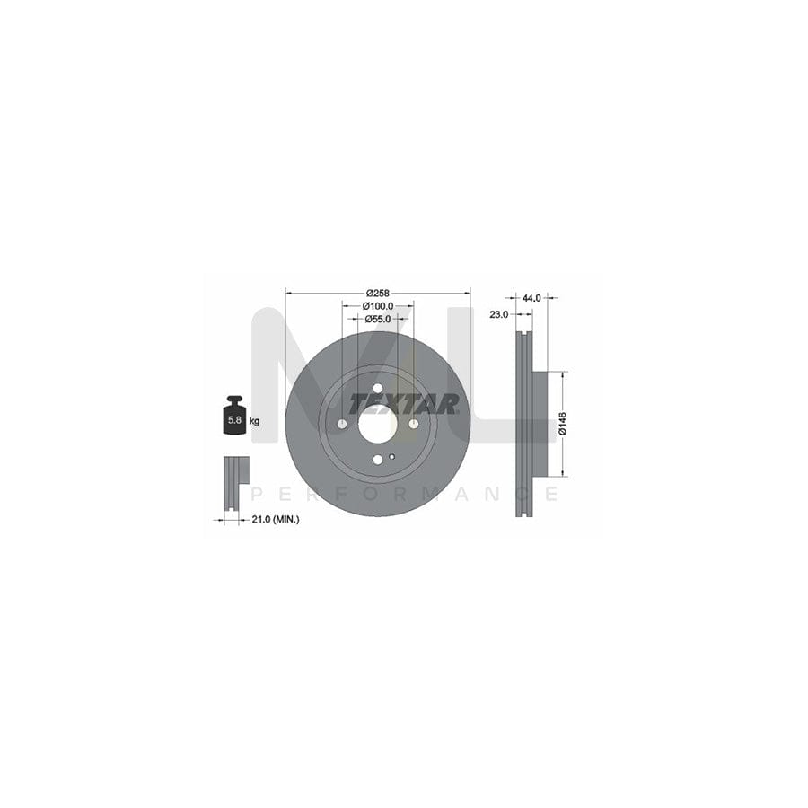 TEXTAR PRO 92166803 Brake Disc Internally Vented, Coated, without wheel hub, without wheel studs  - 1 piece