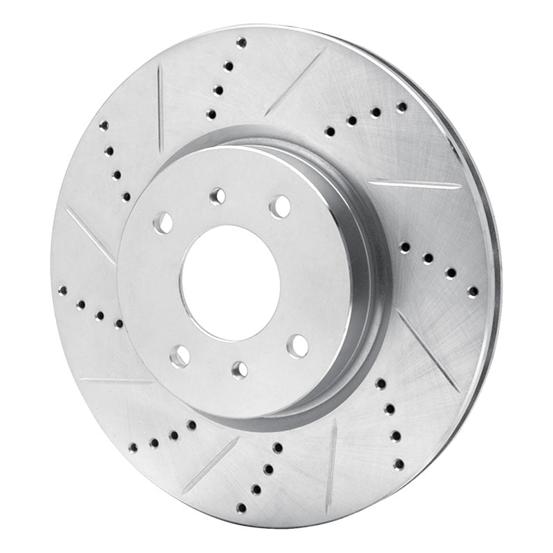 R1 Concepts R1 04-06 Nissan Sentra Front Left Drilled & Slotted Silver Brake Rotor