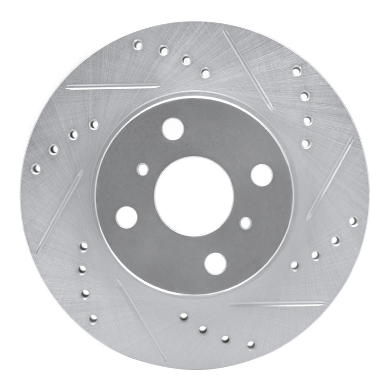 R1 Concepts R1 00-05 Toyota Echo Front Left Drilled & Slotted Silver Brake Rotor