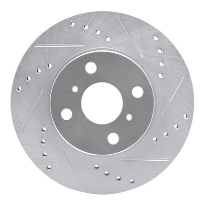 R1 Concepts R1 00-05 Toyota Echo Front Left Drilled & Slotted Silver Brake Rotor