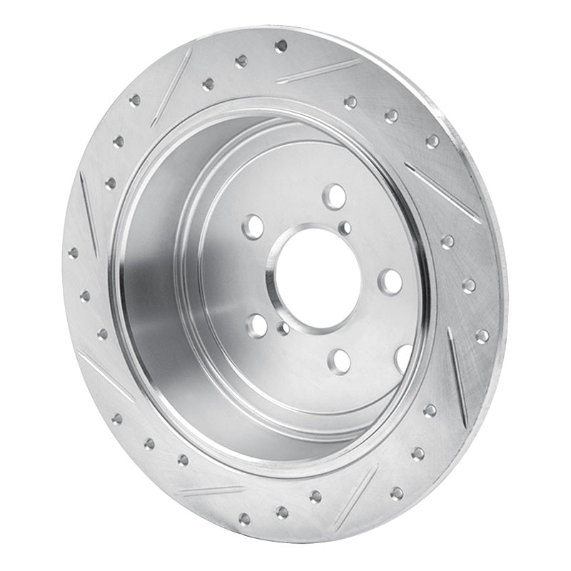 R1 Concepts R1 08-15 Subaru WRX Rear Right Drilled & Slotted Silver Brake Rotor