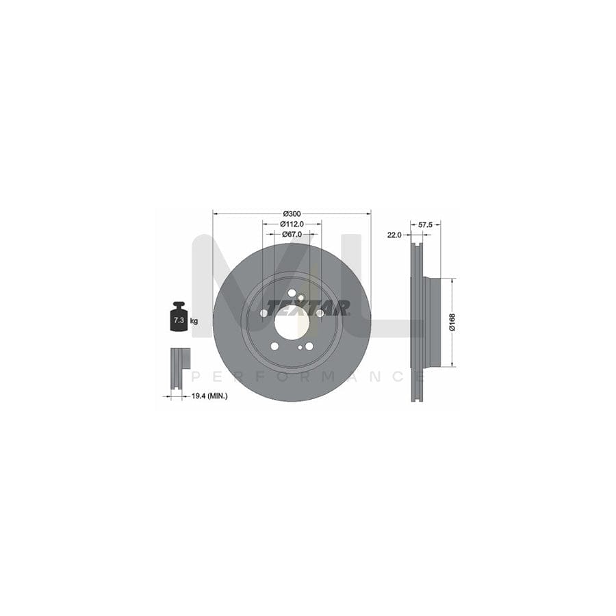 TEXTAR 92064200 Brake Disc Internally Vented, without wheel hub, without wheel studs  - 1 piece