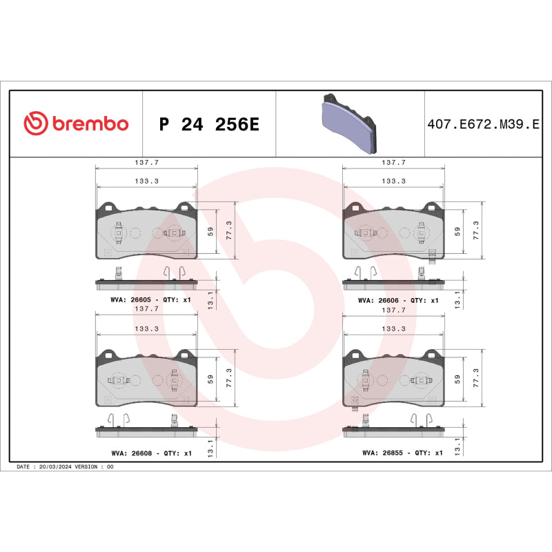 Brembo OE 21-22 Ford Mustang Mach-E EV Pad Brake Pad - Front