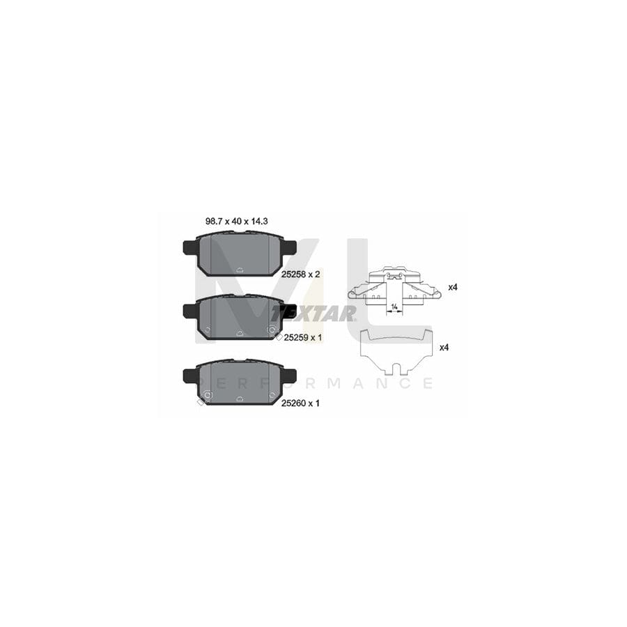 TEXTAR 2525801 Brake pad set with acoustic wear warning