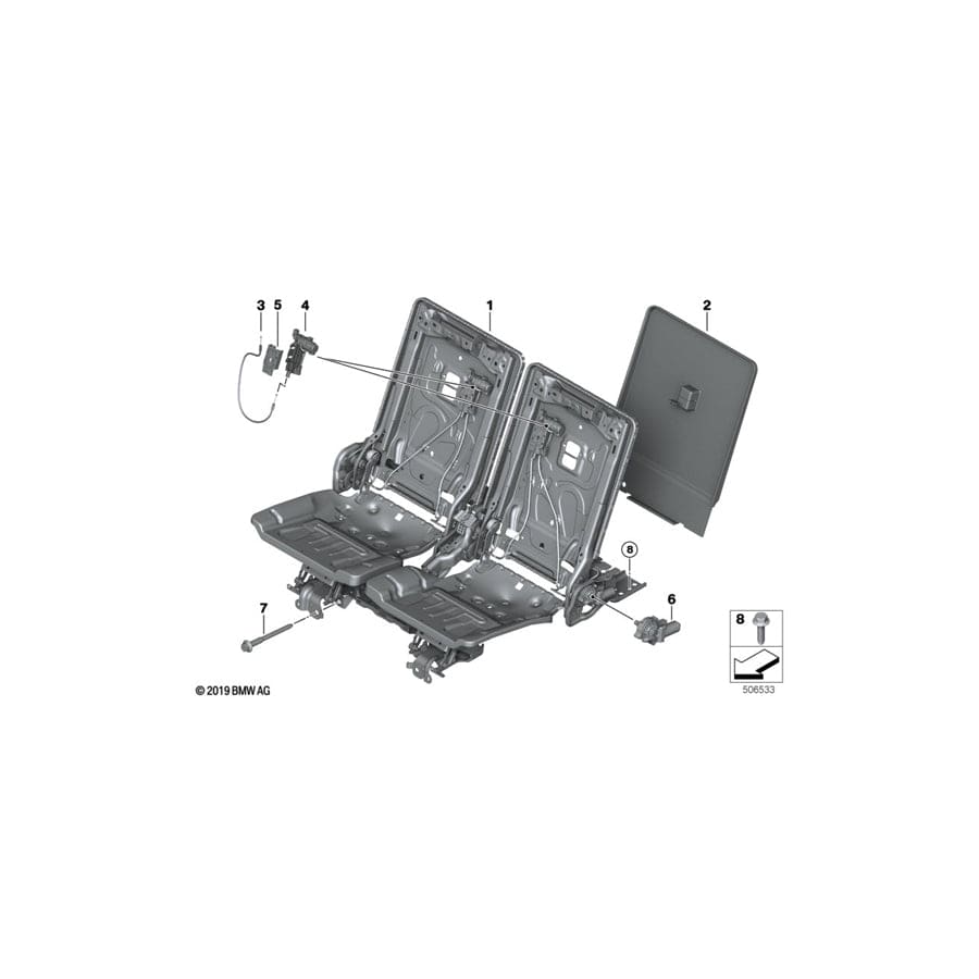 Genuine BMW 52307440490 G07 Seat Structure (Inc. X7 50iX, X7 30dX & X7 40iX)