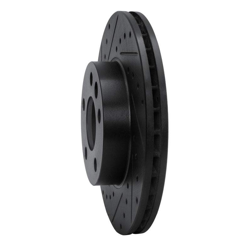 R1 Concepts R1 96-00 Volkswagen EuroVan Front Left Drilled & Slotted Black Brake Rotor