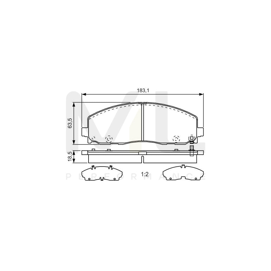 Bosch 0986Tb3225 Brake Pad Set For Fiat Freemont (345) With Acoustic Wear Warning, With Accessories  | ML Performance Car Parts