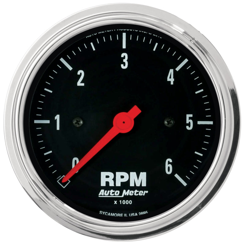 Autometer Traditional Chrome 3-3/8in 6K RPM In-Dash Mechanical Tachometer