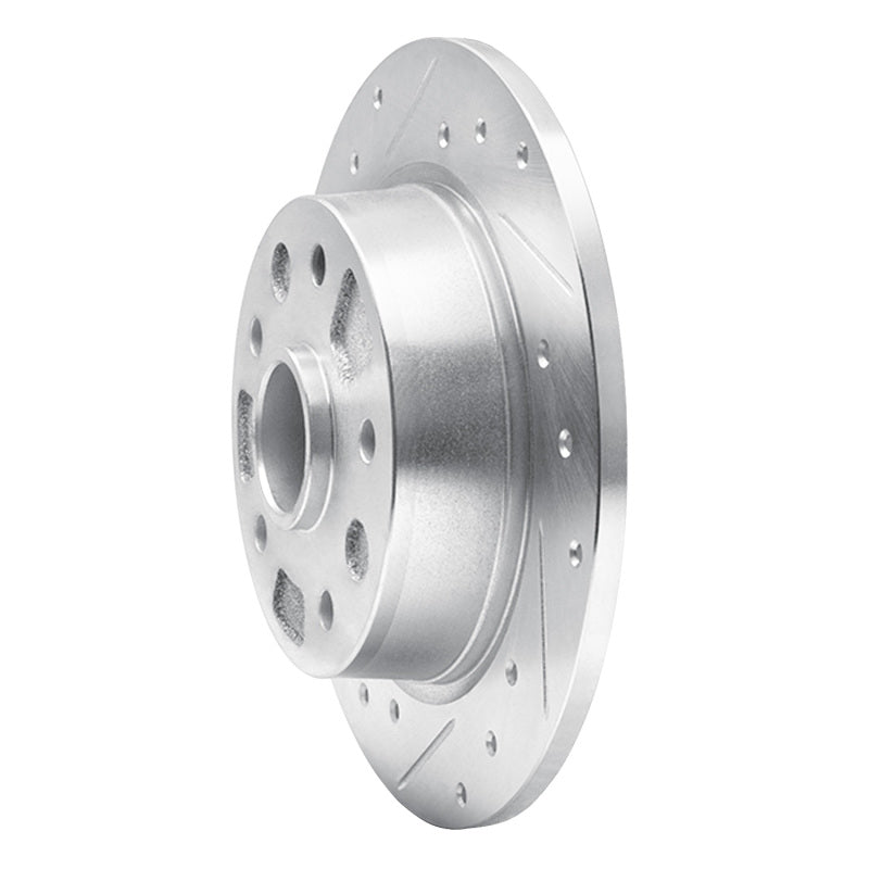 R1 Concepts R1 88-92 Ford Probe Rear Left Drilled & Slotted Silver Brake Rotor