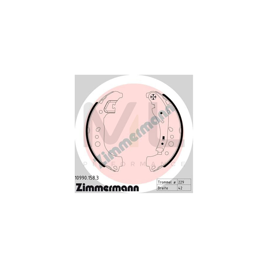ZIMMERMANN 10990.158.3 Brake Shoe Set Photo corresponds to scope of supply