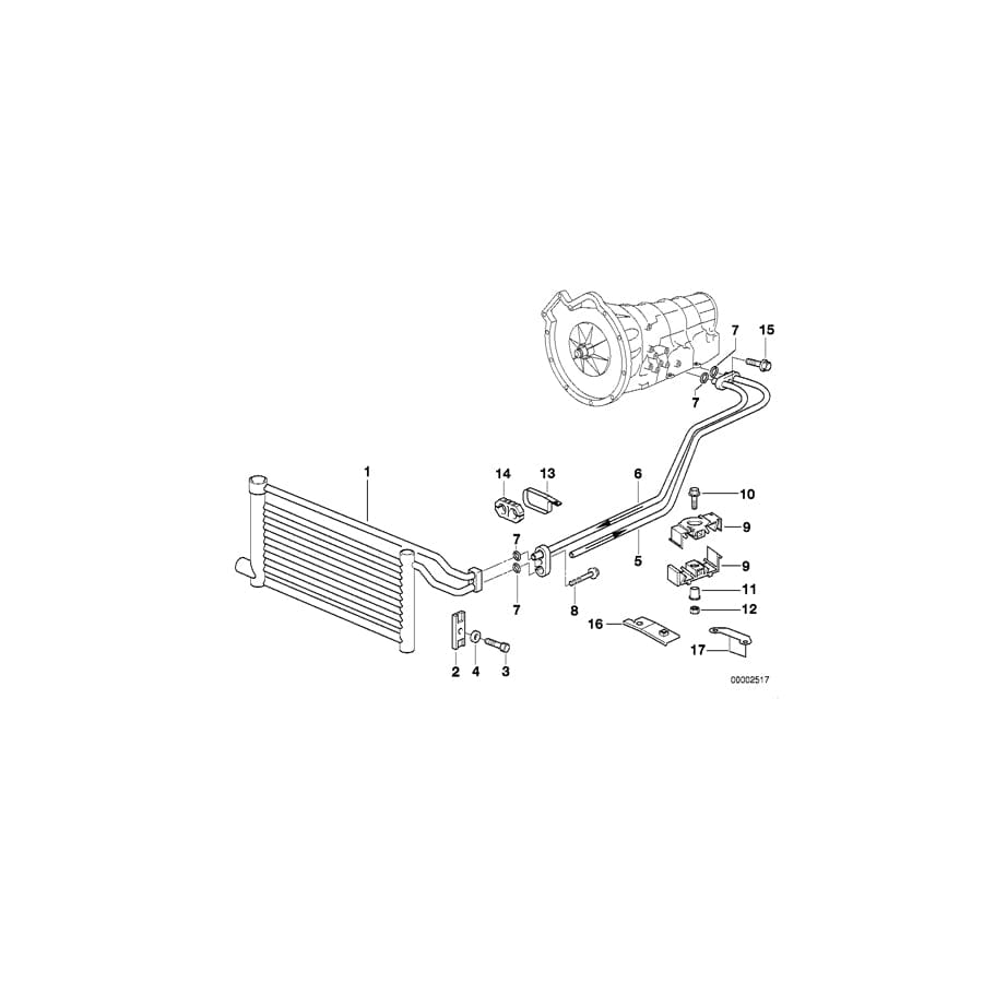 Genuine BMW 17221737841 E38 Oil Cooling Pipe Inlet A5S 310Z (Inc. 730i & 730iL)