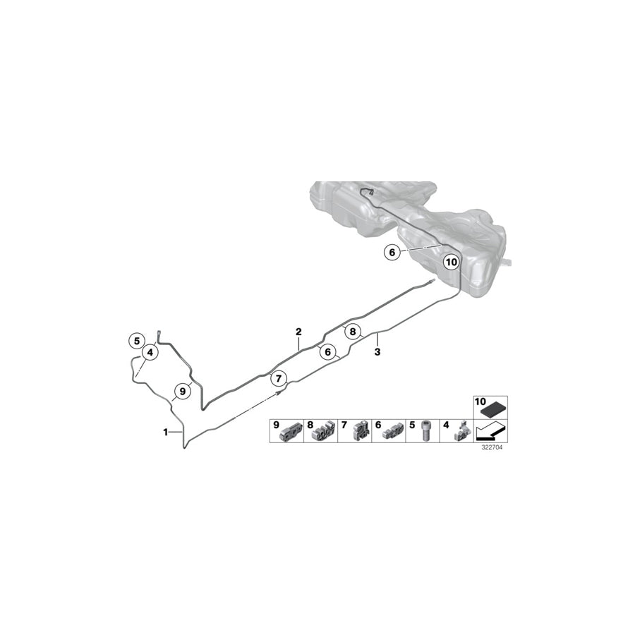 Genuine BMW 16137225189 Scavenging Line Front (Inc. 535iX, 520i & 528iX)