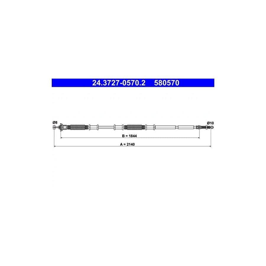 ATE 24.3727-0570.2 Hand Brake Cable for Fiat Doblo