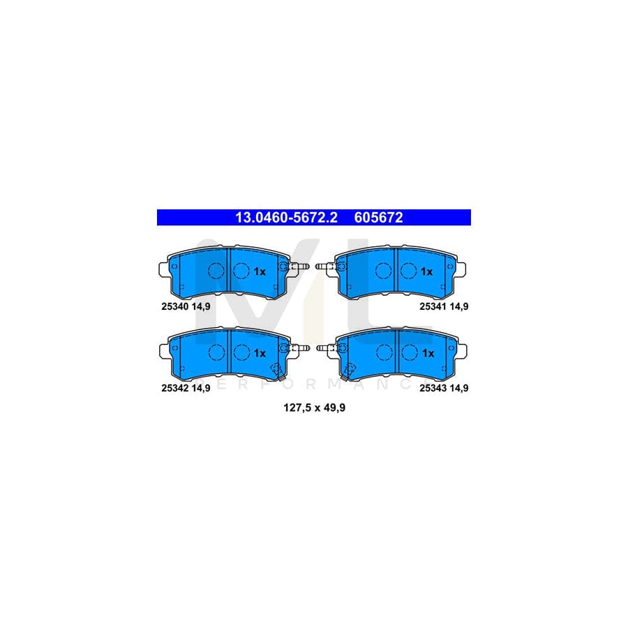 ATE 13.0460-5672.2 Brake pad set for NISSAN Patrol VI (Y62) with acoustic wear warning