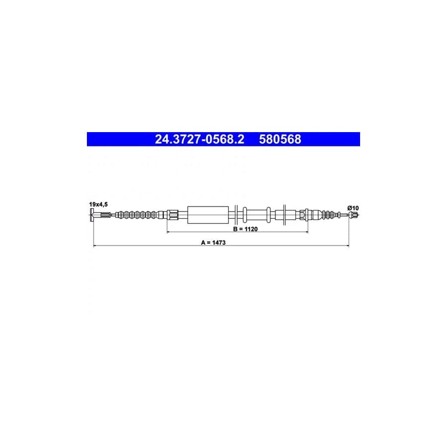 ATE 24.3727-0568.2 Hand Brake Cable for Fiat Coupe (175)