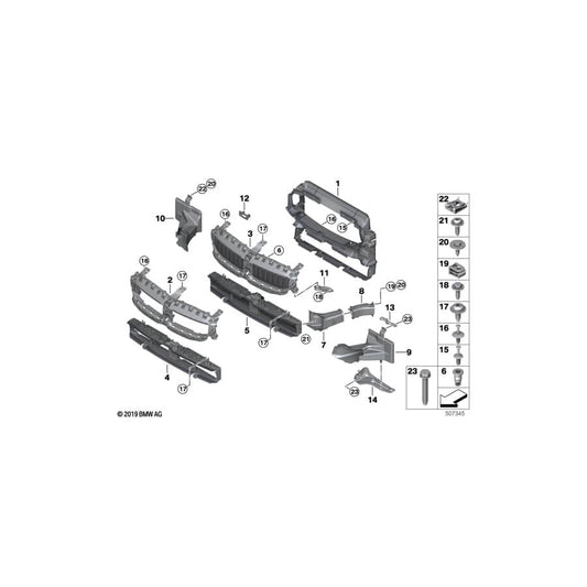 Genuine BMW 51647422300 G20 G21 Bracket, Aux. Radiator, Lower Right (Inc. 320dX, 320iX & 320d)