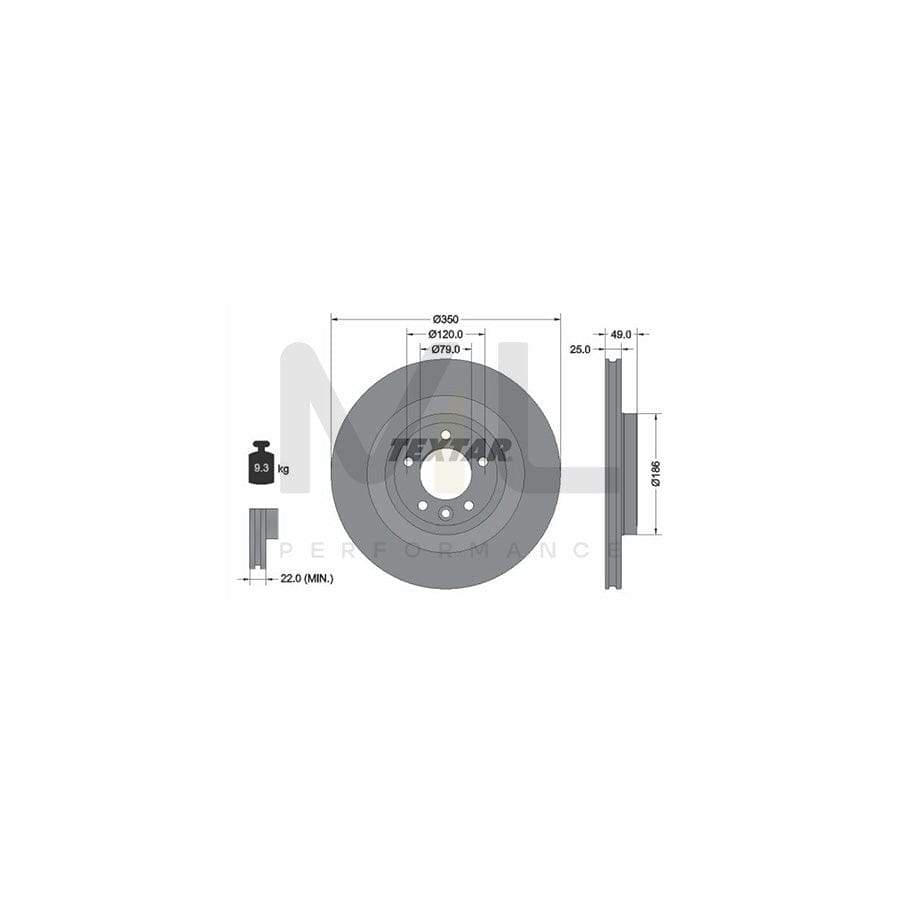 TEXTAR PRO 92278403 Brake Disc Internally Vented, Coated, without wheel hub, without wheel studs  - 1 piece