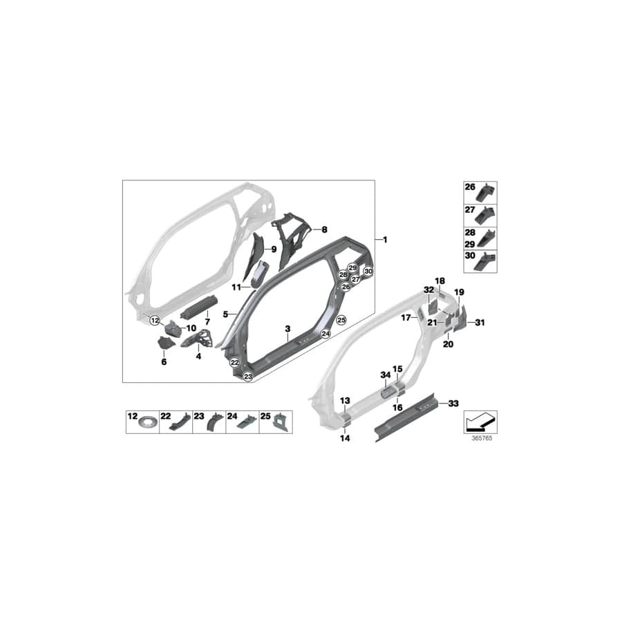 Genuine BMW 41007359010 Reinforcement, Side Panel Rear Rgt Inner (Inc. i3 94Ah Rex, i3s 94Ah Rex & i3 120Ah)