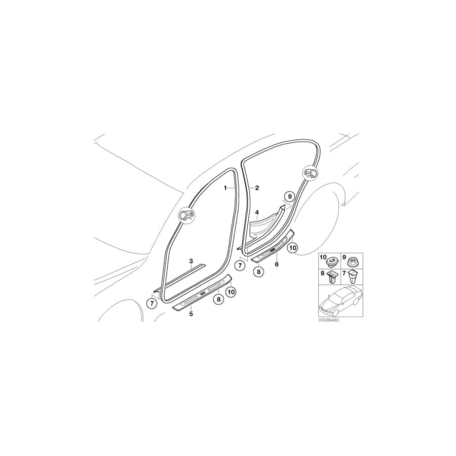 Genuine BMW 51727044947 E65 E66 Edge Protection, Door, Front NATURBRAUN (Inc. 760Li, 745d & 735i)