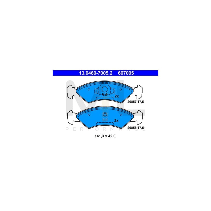 ATE 13.0460-7005.2 Brake pad set for FORD FIESTA excl. wear warning contact, not prepared for wear indicator