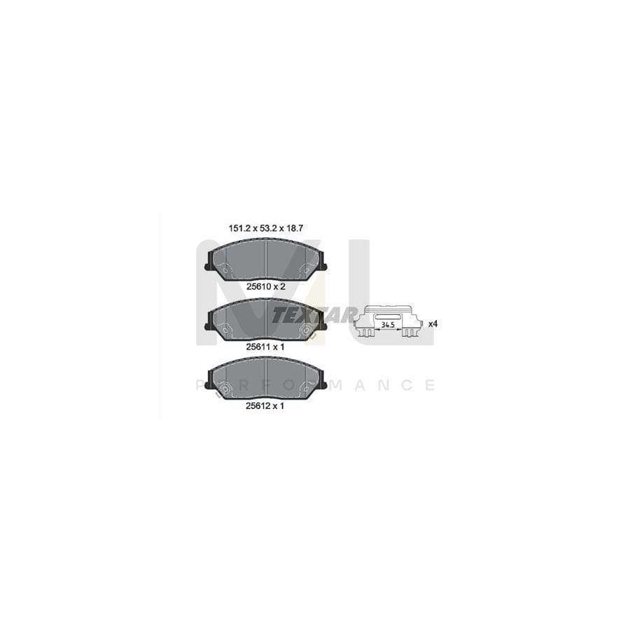 TEXTAR 2561001 Brake pad set with acoustic wear warning