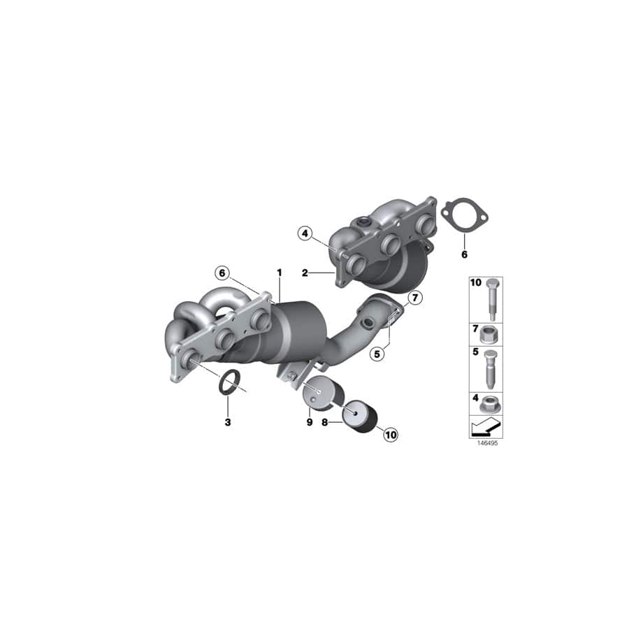 Genuine BMW 18407563738 E82 E90 E92 Rp-Exhaust Manifold With Catalytic Conv. ZYL.1-3 ULEV2 (Inc. 128i & 328xi)