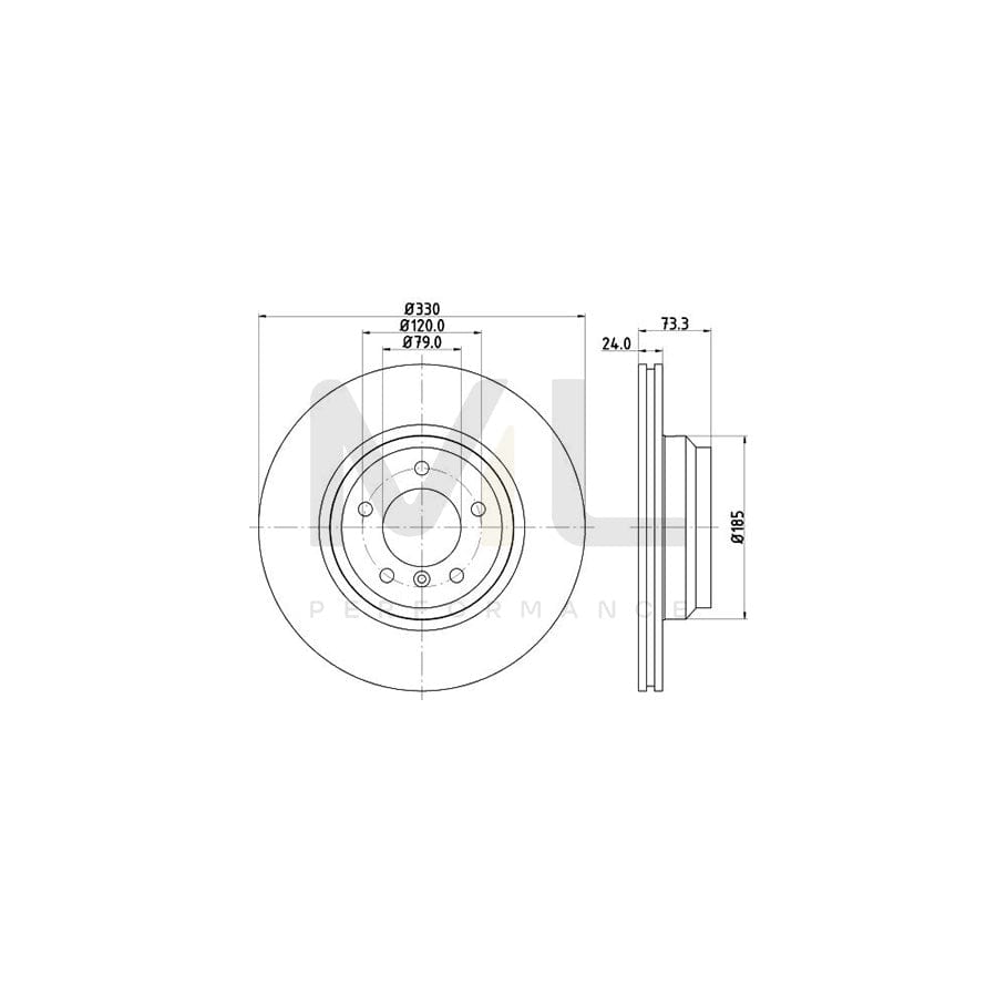 HELLA PRO High Carbon 8DD 355 128-431 Brake Disc Internally Vented, Coated, High-carbon, without wheel hub, without wheel studs | ML Performance Car Parts