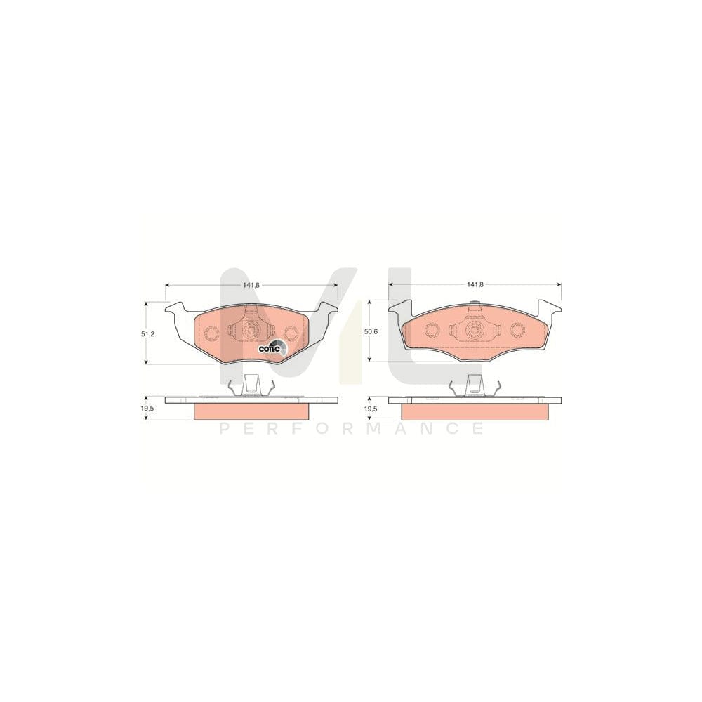 TRW Cotec Gdb1218 Brake Pad Set Not Prepared For Wear Indicator