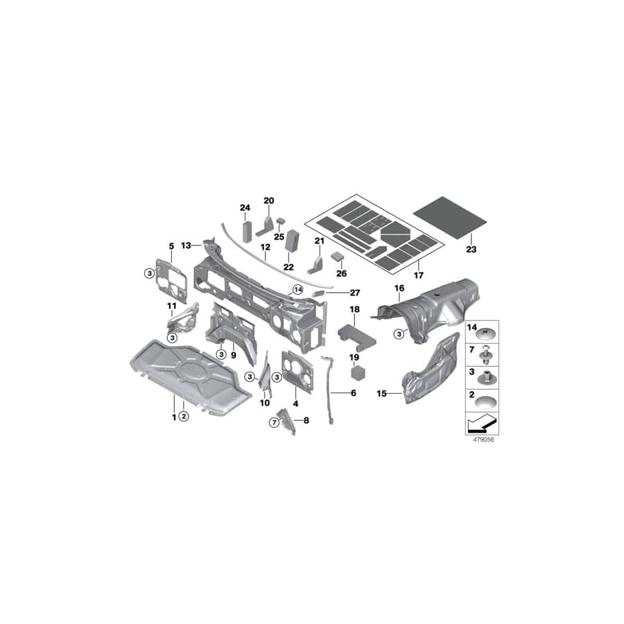 Genuine BMW 51487284613 F16 Sound Insulation For Heating & A/C Unit Passenger's side (Inc. X6 50iX 4.4, X6 50iX & X5 40dX)