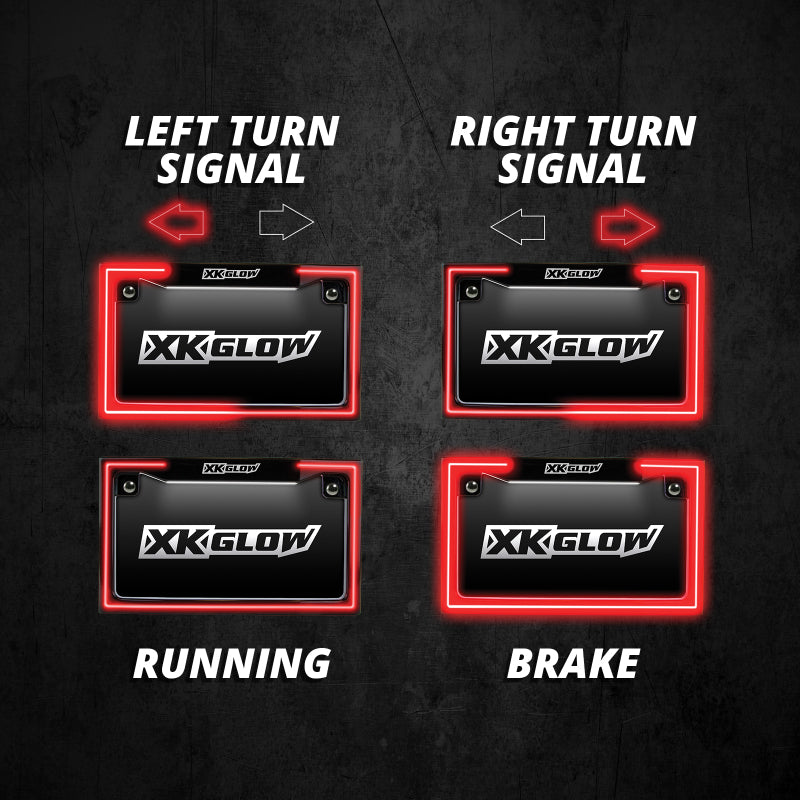 XKGLOW XK Glow Motorcycle License Plate Frame Light w/ Turn Signal - Chrome