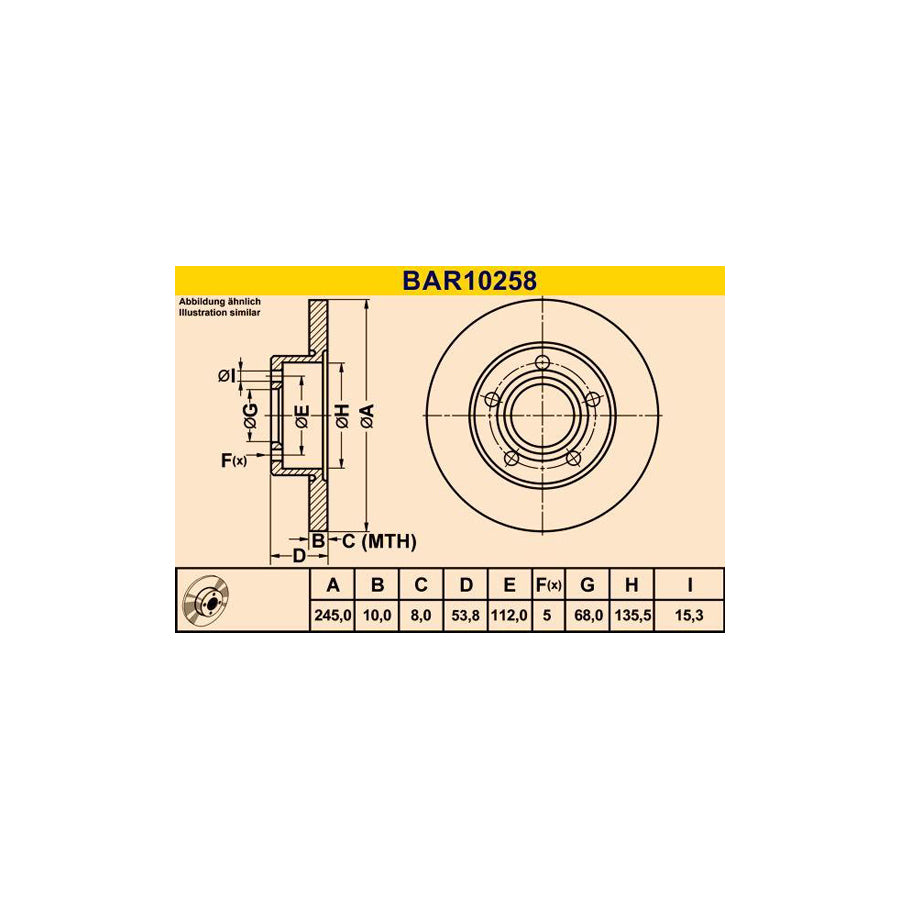 Barum Bar10258 Brake Disc for Audi A6