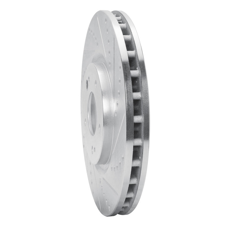 R1 Concepts R1 03-06 Mitsubishi Lancer Front Right Drilled & Slotted Silver Brake Rotor