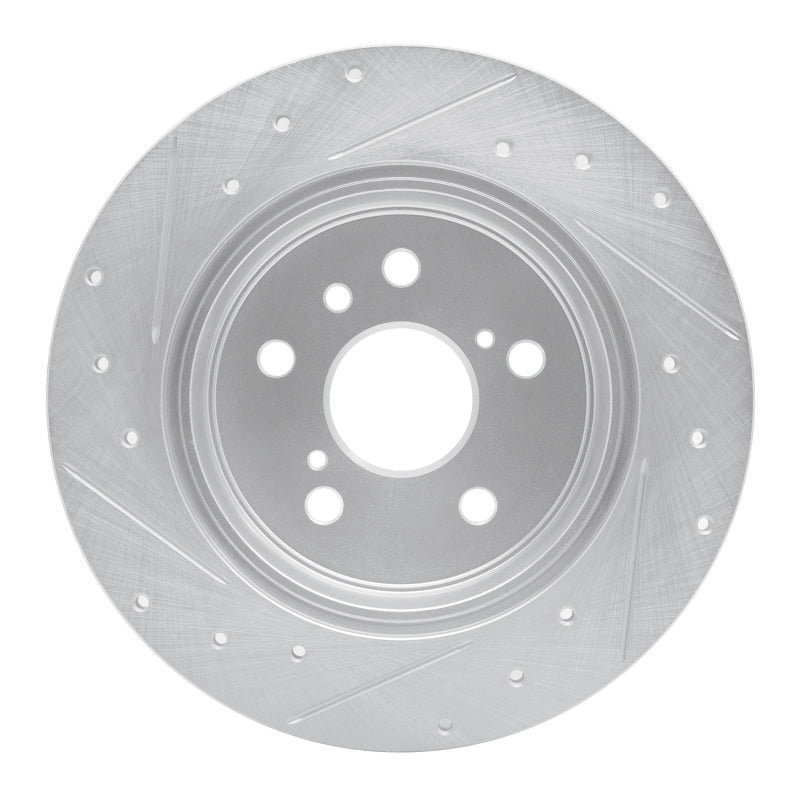 R1 Concepts R1 99-03 Lexus RX300 Rear Right Drilled & Slotted Silver Brake Rotor