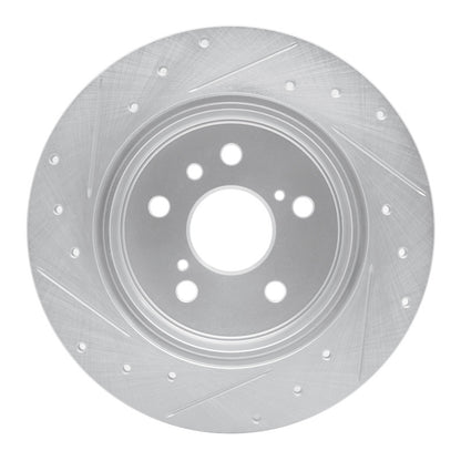 R1 Concepts R1 99-03 Lexus RX300 Rear Right Drilled & Slotted Silver Brake Rotor