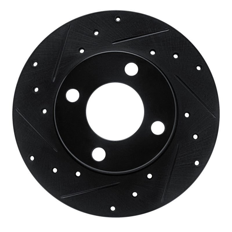 R1 Concepts R1 78-85 Audi 5000 Front Left Drilled & Slotted Black Brake Rotor