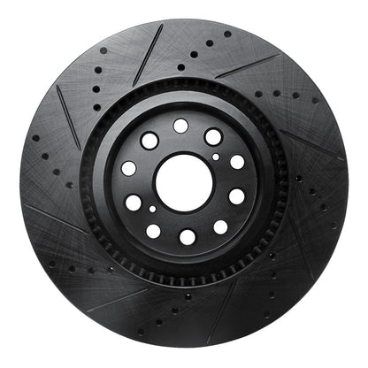 R1 Concepts R1 07-23 Lexus LS460 Front Right Drilled & Slotted Black Brake Rotor