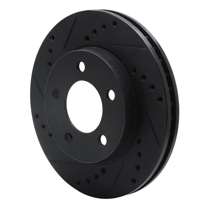 R1 Concepts R1 70-93 Ford Taurus SHO Front Left Drilled & Slotted Black Brake Rotor